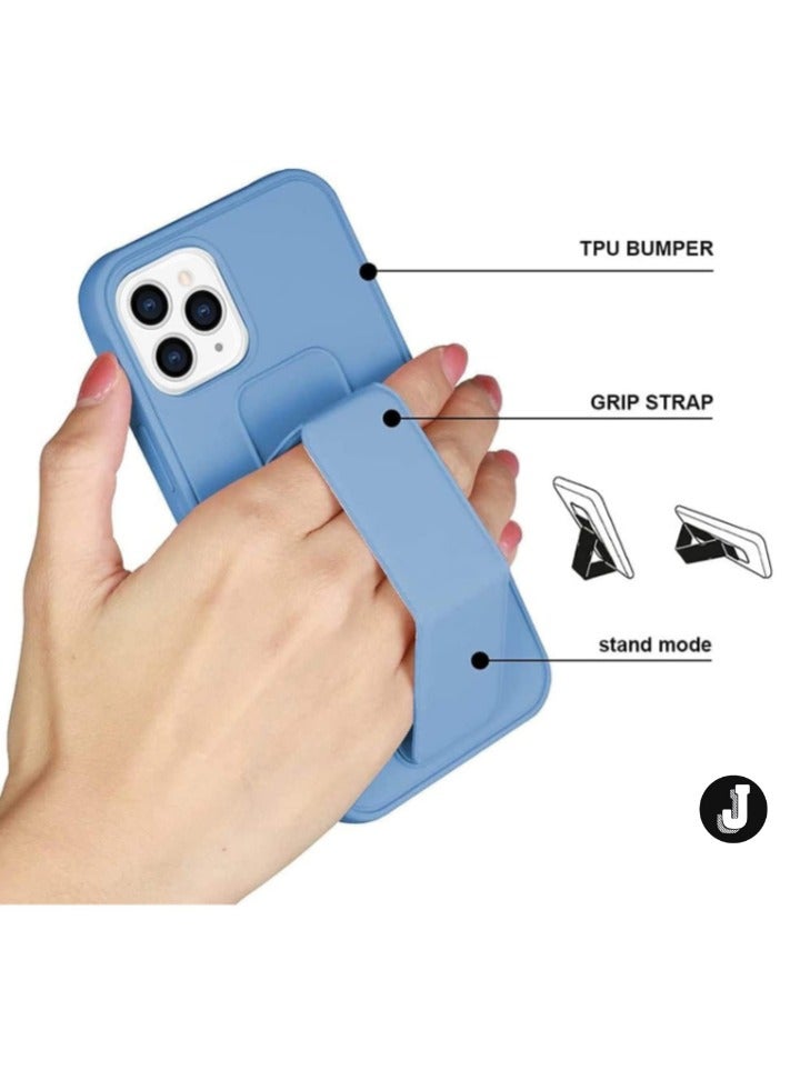 JAJEEK iPhone 16 Pro Max Sky Blue Magnetic Car Mount Kickstand Case – Premium Silicone with Vertical & Horizontal Hand Strap and Multi-Stand Functionality - Image 4