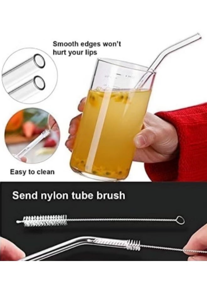 6-Piece Reusable Glass Drinking Straw Set with Cleaning Brush - 3 Straight & 3 Bent, Heat Resistant, Transparent - Image 4