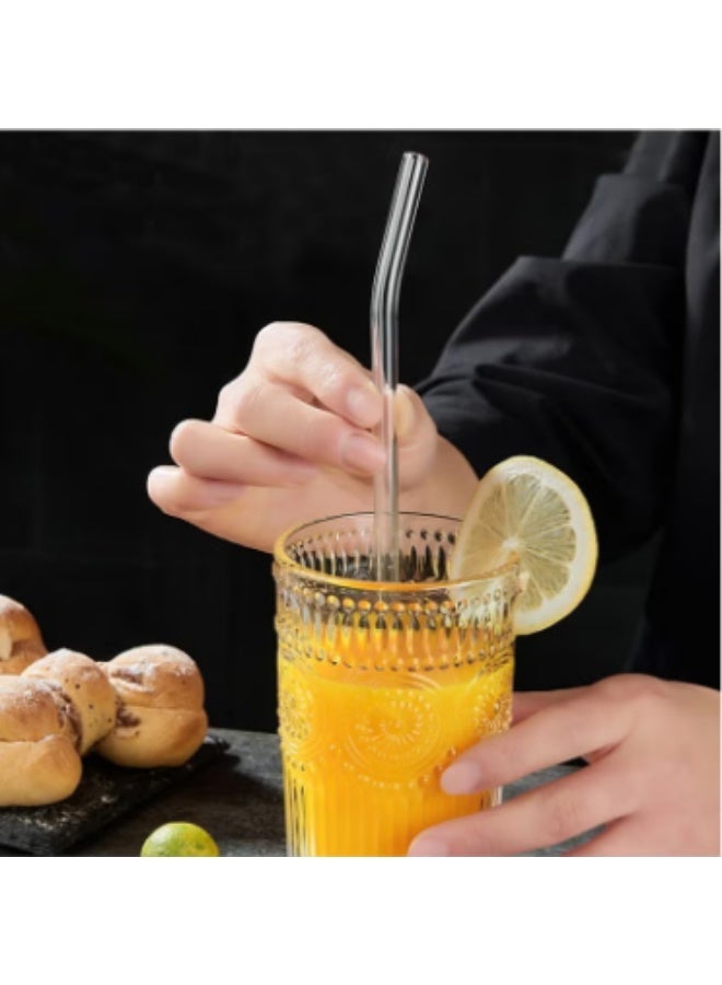 6-Piece Reusable Glass Drinking Straw Set with Cleaning Brush - 3 Straight & 3 Bent, Heat Resistant, Transparent - Image 2