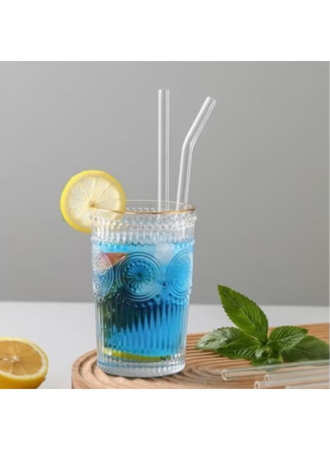 6-Piece Reusable Glass Drinking Straw Set with Cleaning Brush - 3 Straight & 3 Bent, Heat Resistant, Transparent - Image 3