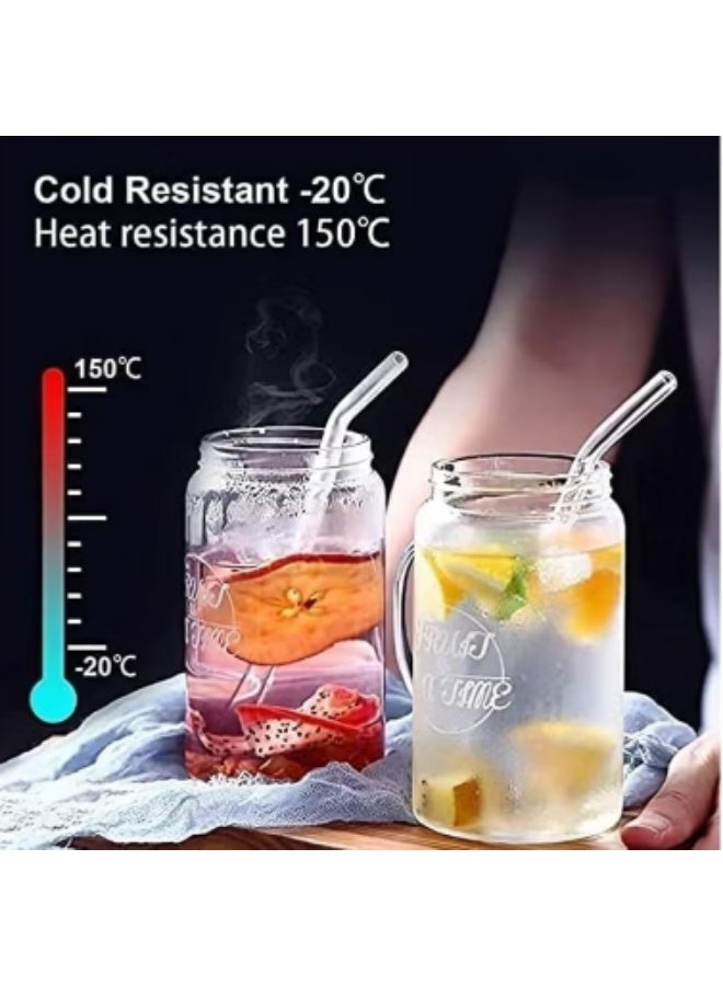 6-Piece Reusable Glass Drinking Straw Set with Cleaning Brush - 3 Straight & 3 Bent, Heat Resistant, Transparent - Image 5