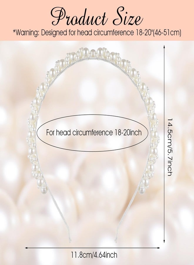 LLOUSSAK Pearl headband for girls, Subtlety Peal Headband for Women, Pearl Flower Girl Headband for Wedding Birthday Party, Hair Hoop Accessories for Photography - Image 2