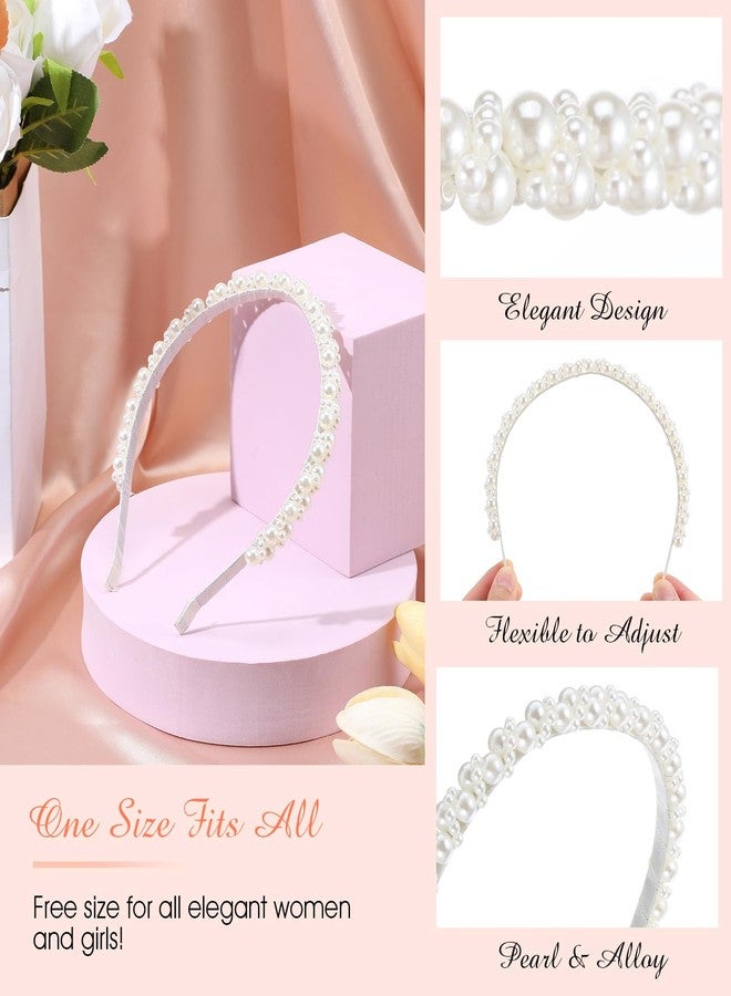 LLOUSSAK Pearl headband for girls, Subtlety Peal Headband for Women, Pearl Flower Girl Headband for Wedding Birthday Party, Hair Hoop Accessories for Photography - Image 3