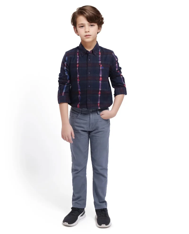 Rare Ones Rare Ones Kids Bru Navy Cotton Full Sleeve Button Down Oxford Checked Shirt