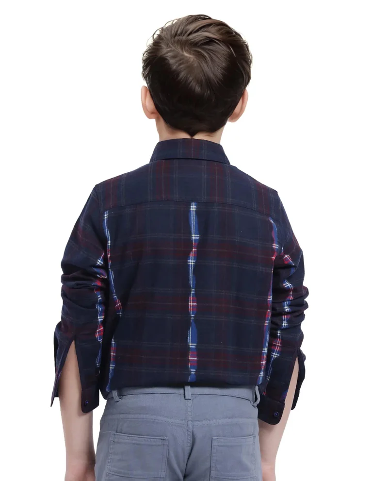 Rare Ones Rare Ones Kids Bru Navy Cotton Full Sleeve Button Down Oxford Checked Shirt