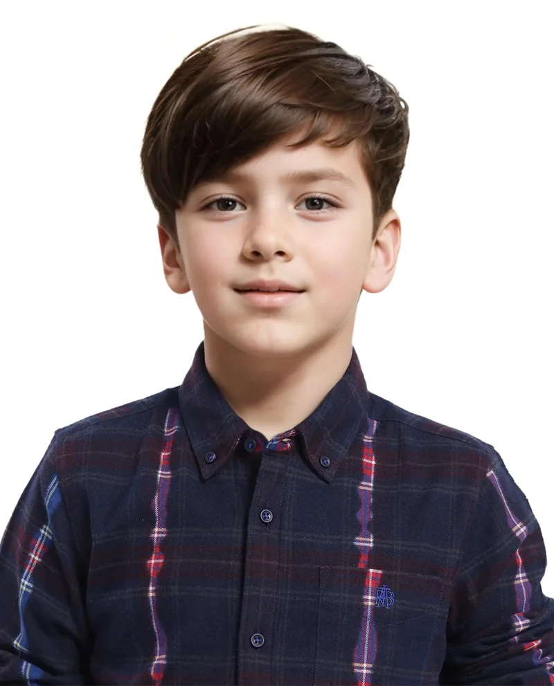 Rare Ones Rare Ones Kids Bru Navy Cotton Full Sleeve Button Down Oxford Checked Shirt