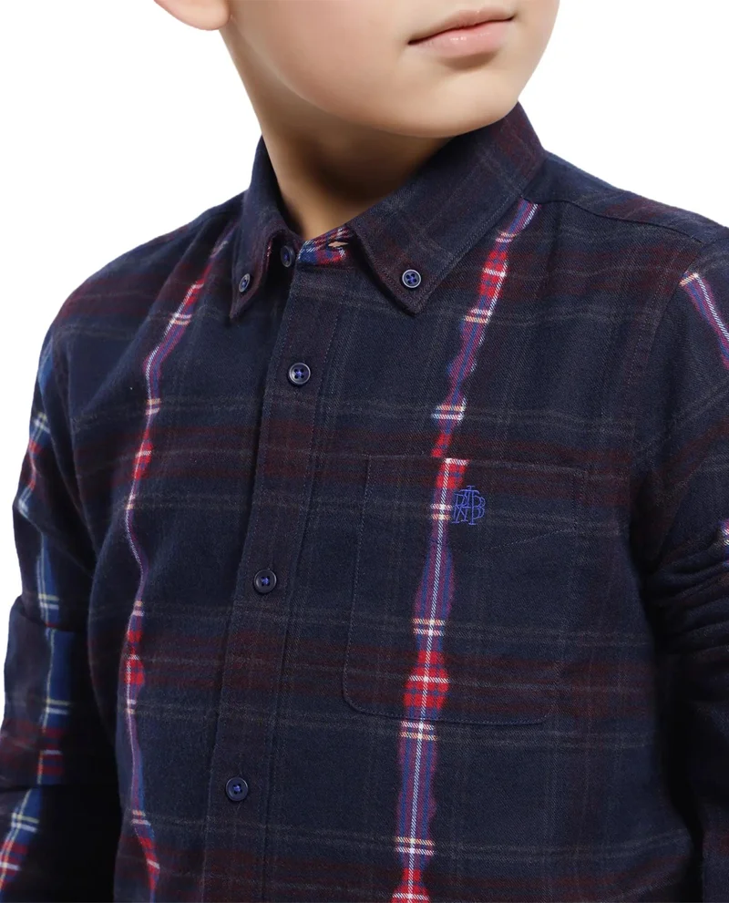 Rare Ones Rare Ones Kids Bru Navy Cotton Full Sleeve Button Down Oxford Checked Shirt