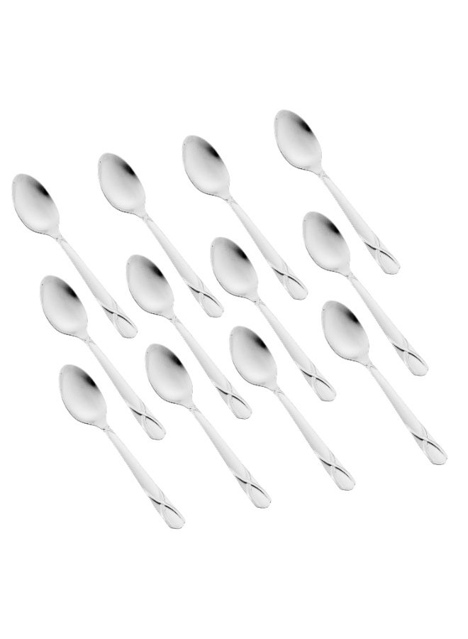 Hic 12-Piece Stainless Steel dessert spoon Set Silver - Image 1