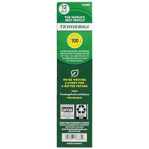 Ticonderoga Wood-Cased Pencils, Unsharpened, #2.5 F Medium, Yellow, 12 Count - Image 2