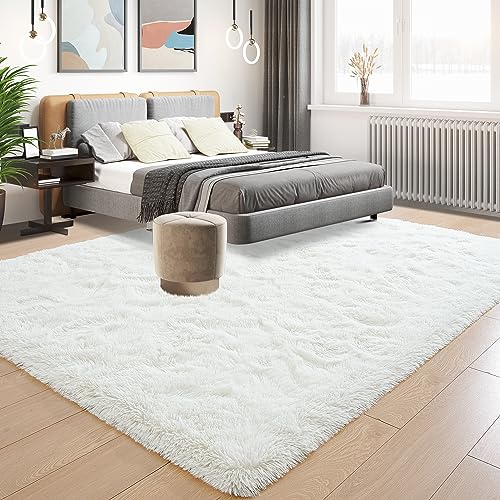 Tepook Super Soft Fluffy Rug for Bedroom Modern Shaggy Fuzzy Kids Rugs for Living Room Plush Indoor Nursery Home Decor Dorm Carpet with NonSlip Bottom Cream White 4 X 6 Feet - Image 3