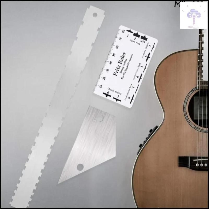 Guitar Neck Ruler Dual-Scale Stainless Steel Serrated Edge Calibration Gauge for Acoustic Electric Guitar Maintenance - Image 2