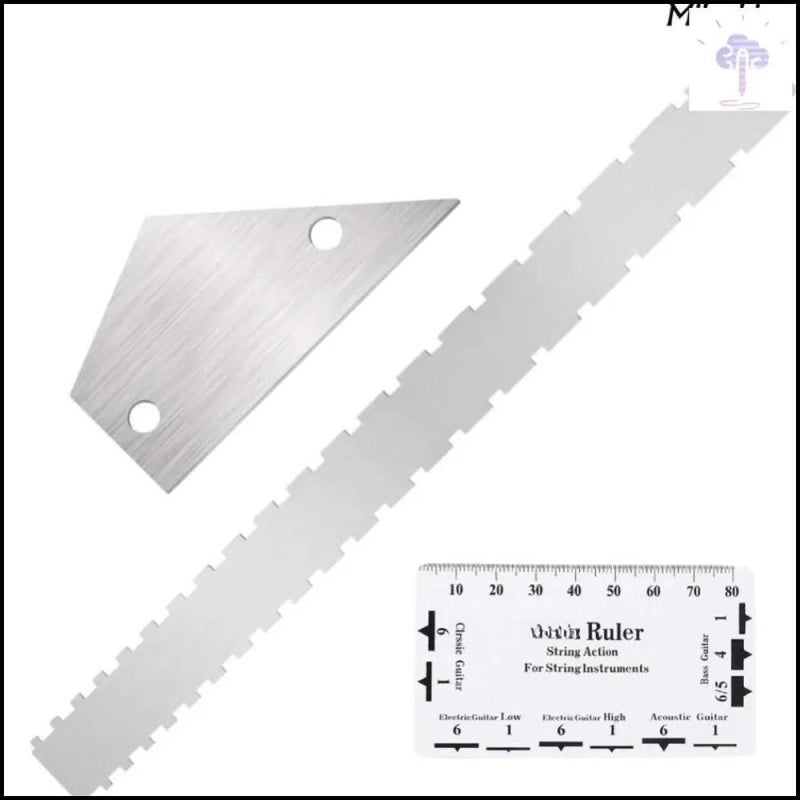 Guitar Neck Ruler Dual-Scale Stainless Steel Serrated Edge Calibration Gauge for Acoustic Electric Guitar Maintenance - Image 1