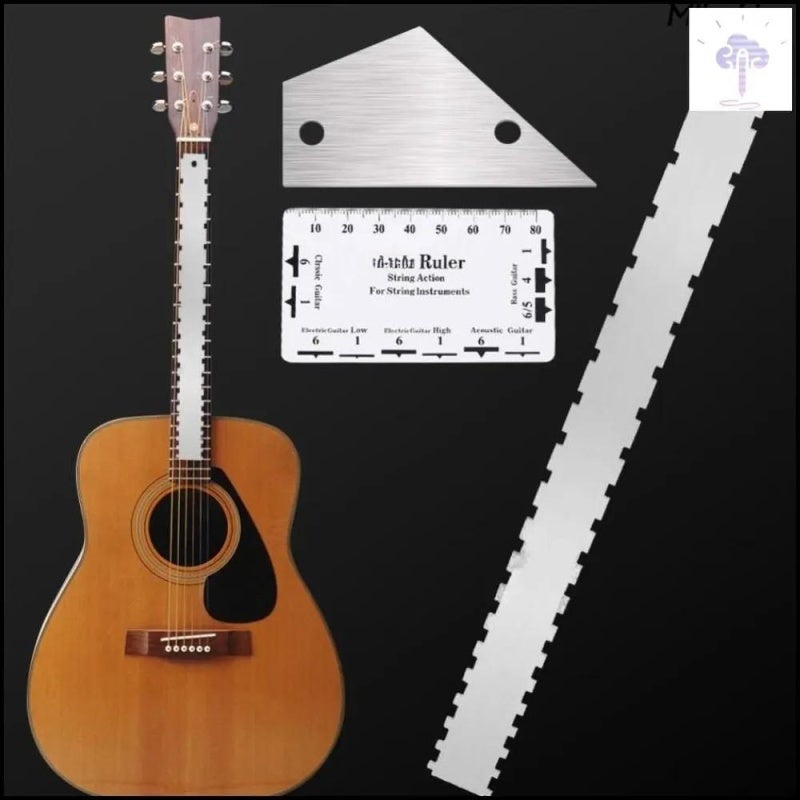 Guitar Neck Ruler Dual-Scale Stainless Steel Serrated Edge Calibration Gauge for Acoustic Electric Guitar Maintenance - Image 5
