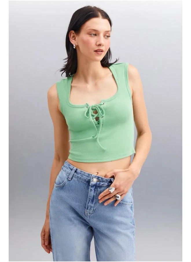 GRIMELANGE Grimelange Paolina Women's Crop Green Blouse