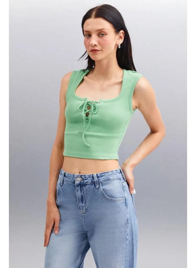 GRIMELANGE Grimelange Paolina Women's Crop Green Blouse