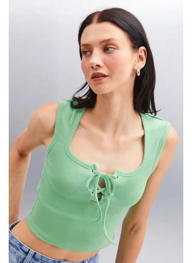 GRIMELANGE Grimelange Paolina Women's Crop Green Blouse