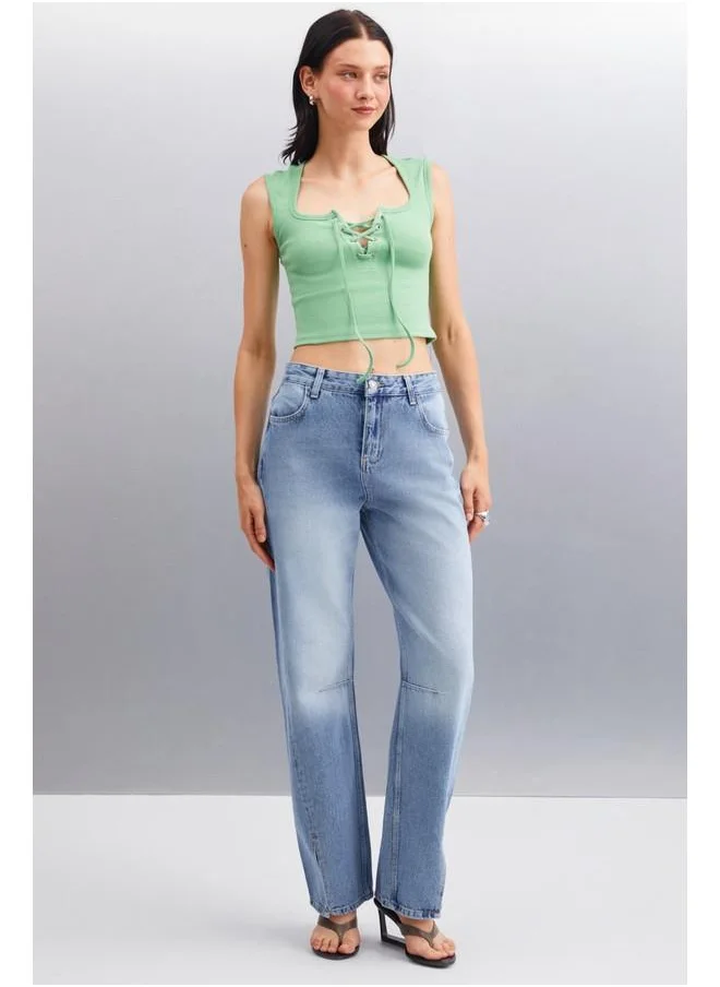 GRIMELANGE Grimelange Paolina Women's Crop Green Blouse