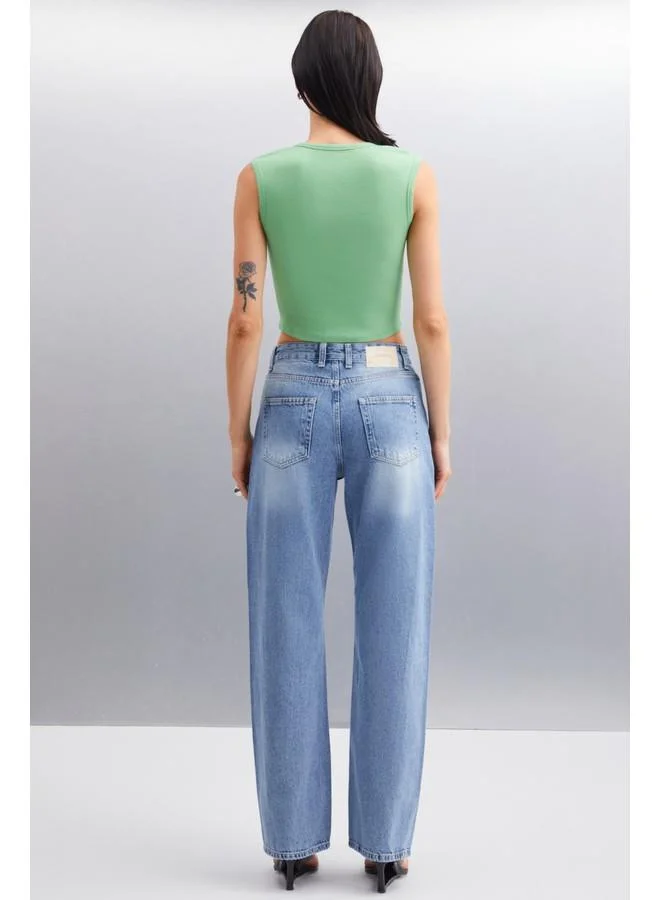 GRIMELANGE Grimelange Paolina Women's Crop Green Blouse