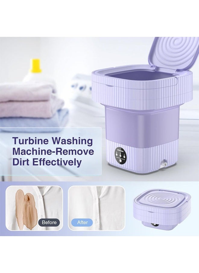 Portable Washing Machine,10 L Folding Mini Washer with 3 Modes Deep Cleaning of underwear, baby clothes, Foldable Washing Machine for Apartments, Dorm, Camping, RV, Travel Laundry, Purple