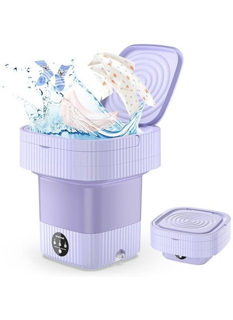 Portable Washing Machine,10 L Folding Mini Washer with 3 Modes Deep Cleaning of underwear, baby clothes, Foldable Washing Machine for Apartments, Dorm, Camping, RV, Travel Laundry, Purple
