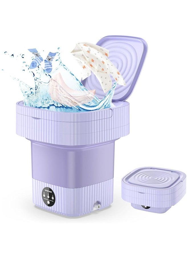 Portable Washing Machine,10 L Folding Mini Washer with 3 Modes Deep Cleaning of underwear, baby clothes, Foldable Washing Machine for Apartments, Dorm, Camping, RV, Travel Laundry, Purple