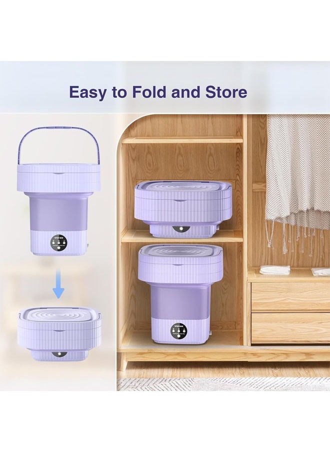 Portable Washing Machine,10 L Folding Mini Washer with 3 Modes Deep Cleaning of underwear, baby clothes, Foldable Washing Machine for Apartments, Dorm, Camping, RV, Travel Laundry, Purple