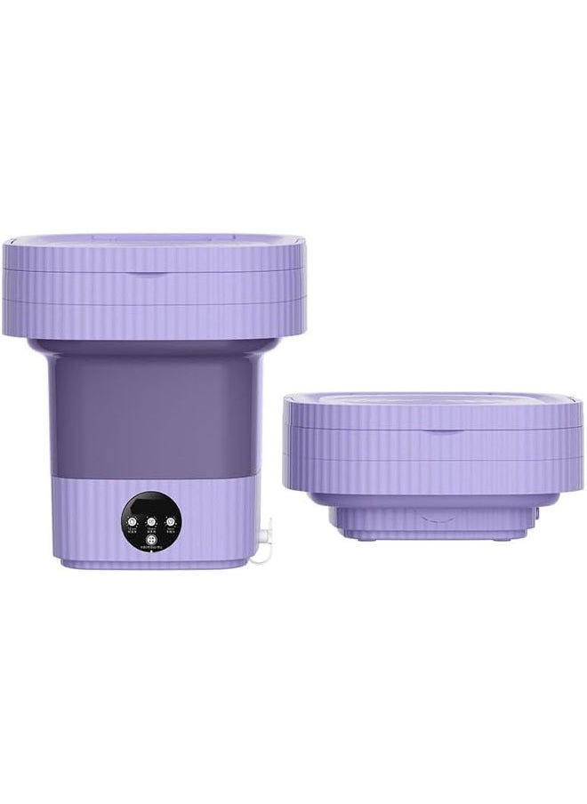 Portable Washing Machine,10 L Folding Mini Washer with 3 Modes Deep Cleaning of underwear, baby clothes, Foldable Washing Machine for Apartments, Dorm, Camping, RV, Travel Laundry, Purple