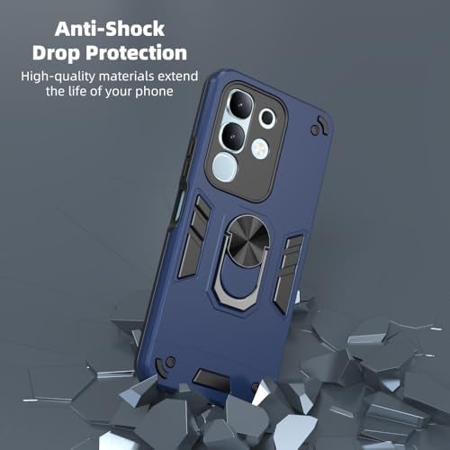 Casotec Armor Vivo T4x 5G Defender Case | Rotating Ring Holder & Kickstand in-Built | Military Grade Armor | 360 Degree Protection Back Cover for Vivo T4x 5G / Y29 4G / Y31 Pro 5G / iQOO Z10x 5G(Blue) - Image 4