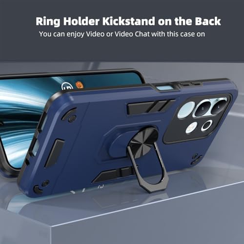 Casotec Armor Vivo T4x 5G Defender Case | Rotating Ring Holder & Kickstand in-Built | Military Grade Armor | 360 Degree Protection Back Cover for Vivo T4x 5G / Y29 4G / Y31 Pro 5G / iQOO Z10x 5G(Blue) - Image 5