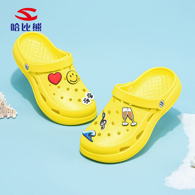 Habi Bear Parent-Child Hole Shoes Sandals 24 Summer Girls Baotou Adult Beach Shoes Boys Sandals A Generation Of Hair - Image 3
