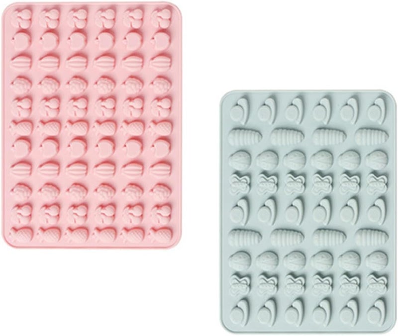 2pcs Silicone Fondant Candy Chocolate Molds Insect and Fruit Shapes Food-grade Silicone Home DIY Gummy and Snack Baking Moulds Random Color - Image 1