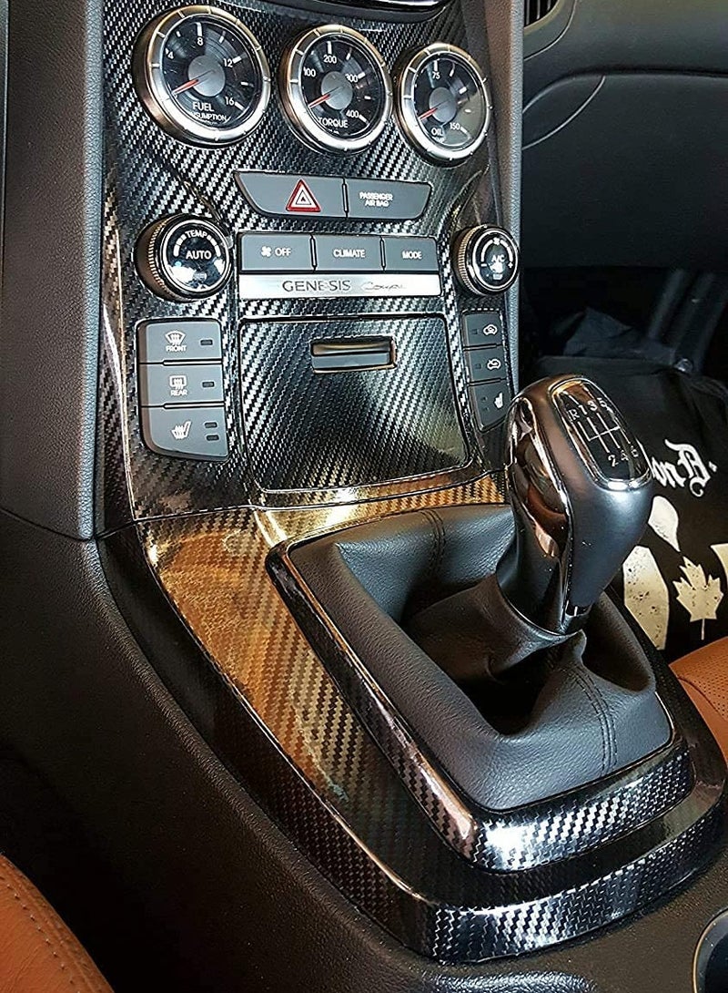 5D Black Gloss Carbon Fiber Vinyl Wrap, Color Change Film, Self-Adhesive, Anti-Wrinkle, Air Release, Suitable for DIY Car Decals (12 * 60 Inches)