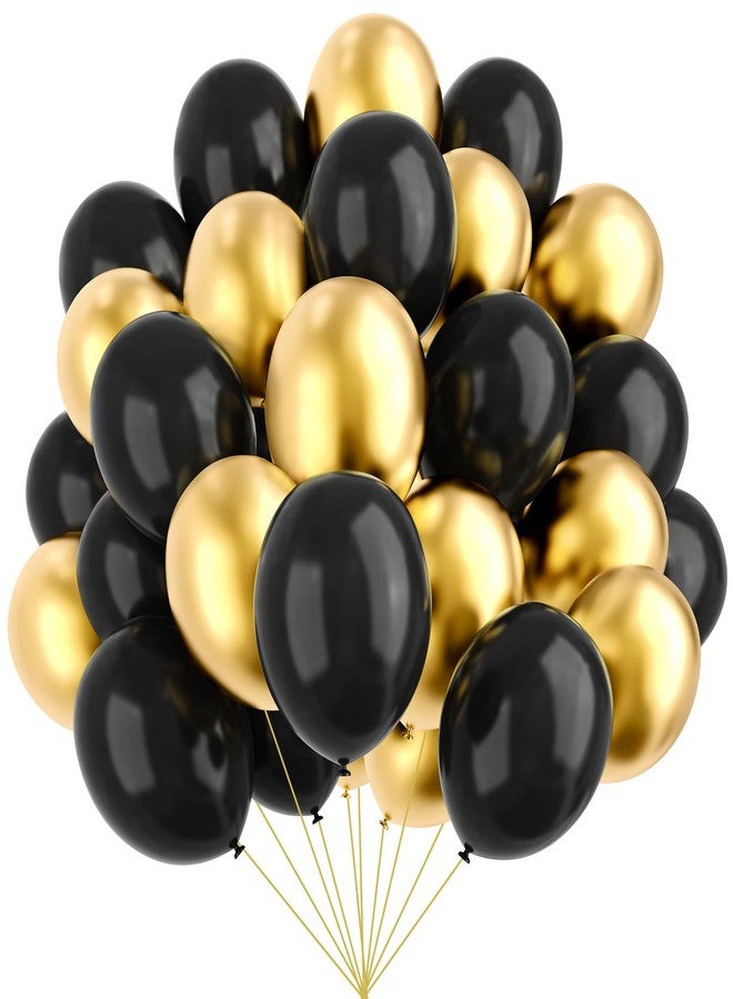 YMSZ Black and Gold Balloons, 67pcs 12 Inch Metallic Gold and Black Balloons for Birthday, Retirement, Graduation, New Year's Eve Party Decorations - Image 1