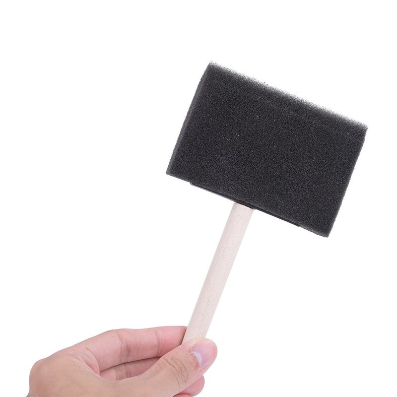 Wooden Handle Foam Sponge Brush Set For Painting Cleaning Drawing Kids Creativity Pack Of 4 - Image 3