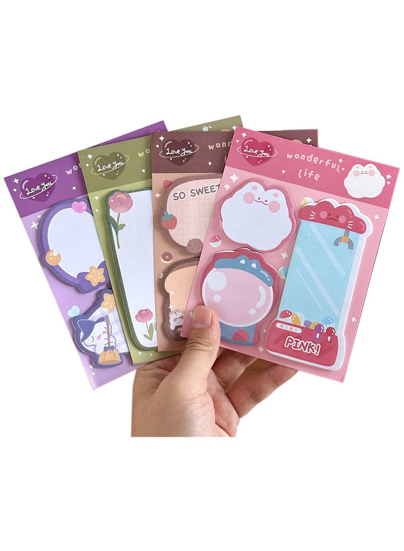 Generic 240-Piece Self Sticky Notes Set Multicolour Cartoon Post-It Sticky Message Notebook Cartoon Series Sticky Notes Memo Pads for Teacher Students Gifts School Office Supplies  - Image 1