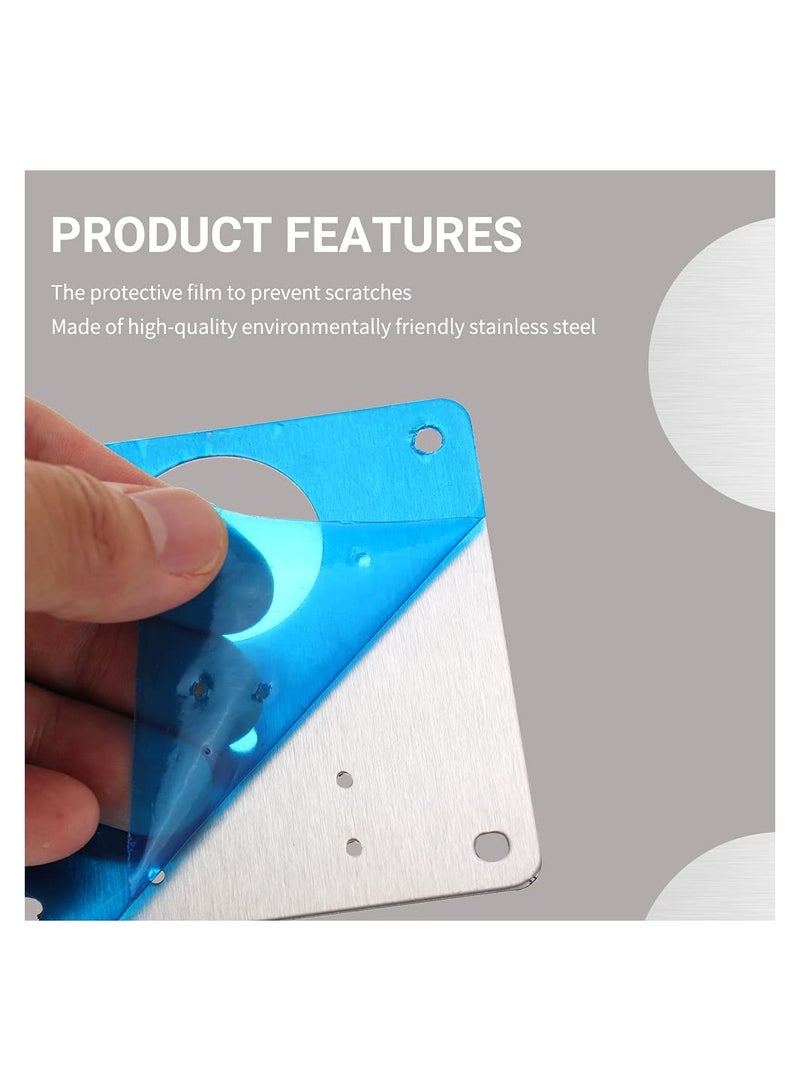 Hinge Repair Plate Kit for Cabinets and Furniture Fix Stainless Steel Door Panels with Brackets for Wood Shelves  - Image 3