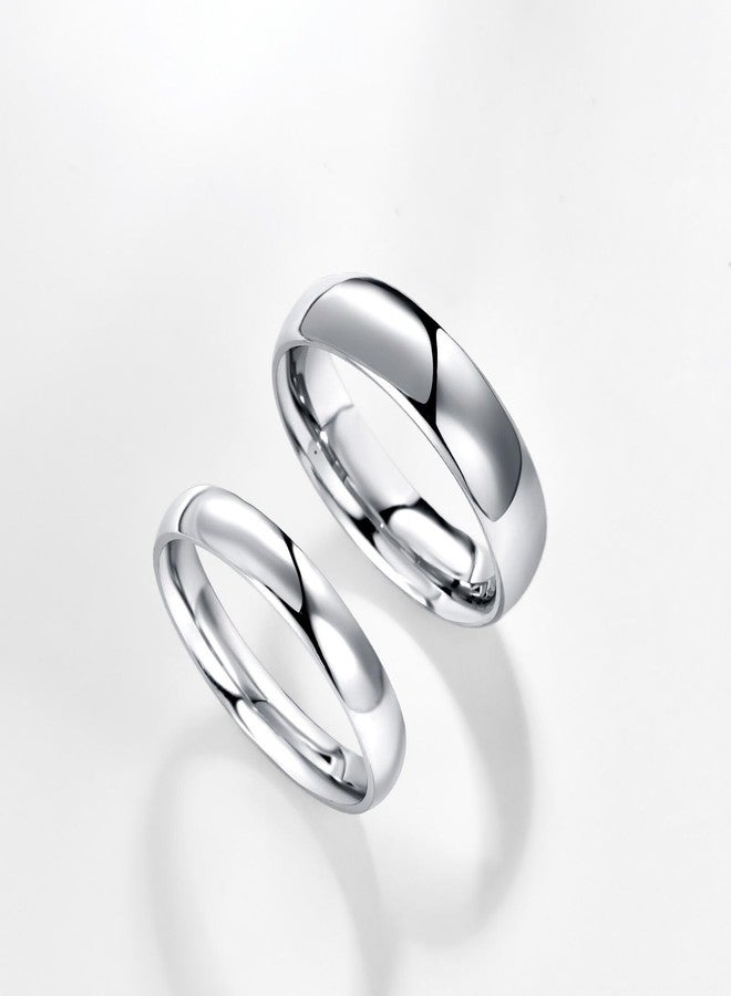 Dmond wind 4mm Stainless Steel Ring Silver Plain Dome High Polished Wedding Band Comfort Fit Size 9 - Image 2