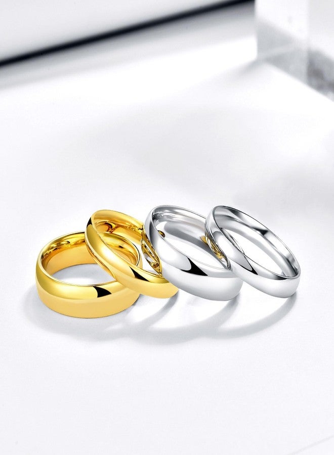 Dmond wind 4mm Stainless Steel Ring Silver Plain Dome High Polished Wedding Band Comfort Fit Size 9 - Image 3