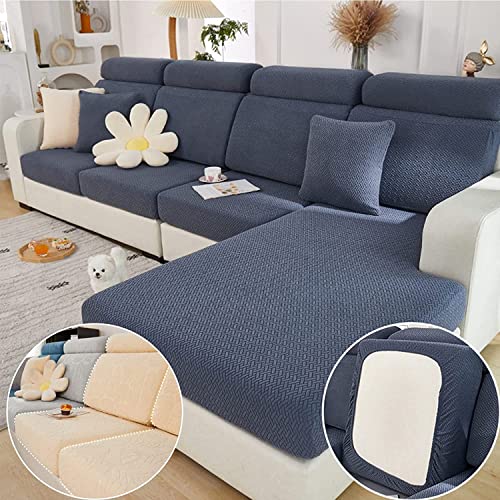 Yoovat Magic Sofa Covers Magic Sofa Couch Covers 2024 New WearResistant Universal Sofa Cover Stretch for Sectional Slipcovers TextureGray BlueLarge Single Seat Cover