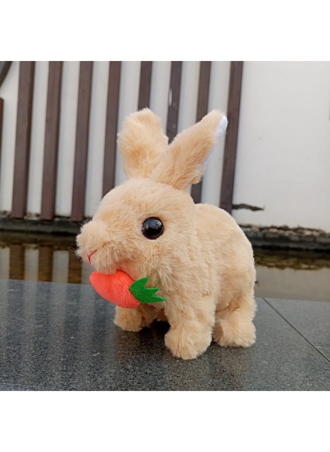 Easter Simulation Rabbit Plush Sound Toy Will Jump Will Call Carrot Rabbit Doll Parent-child Interactive Toy-Colour:Electric Plush Rabbit [yellow]  - Image 1