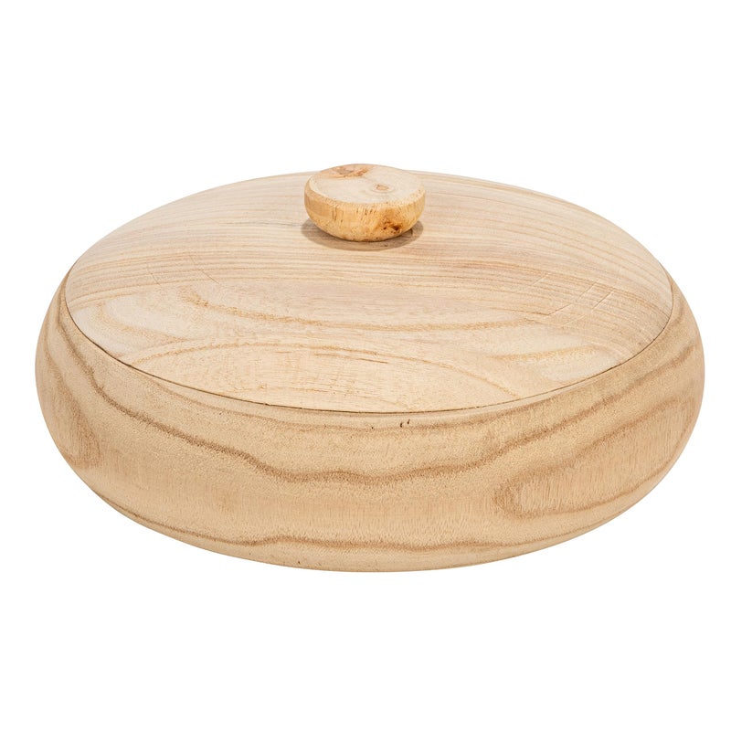 Creative Co-op Creative CoOp Decorative Natural Paulownia Wood Container with Lid 