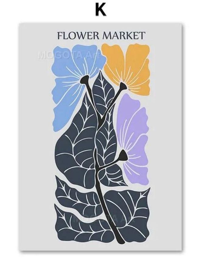 Colorful Abstract Flower Leaves Vase Different Shape Modern Print Poster Wall Art Canvas Painting Pictures For Home Office Decor - Image 1