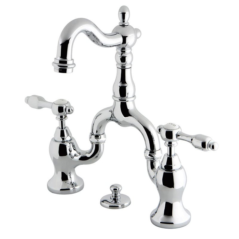 Kingston Brass KS7971TAL 4 34 in Spout Reach Bridge Lavatory Faucet with Brass Pop Up Polished Chrome - Image 2