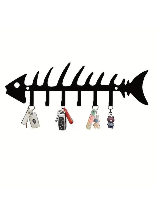 Fish Skeleton Design Metal Wall Hook Ygt Model Key Storage Wall Mounted Organizer - Image 2