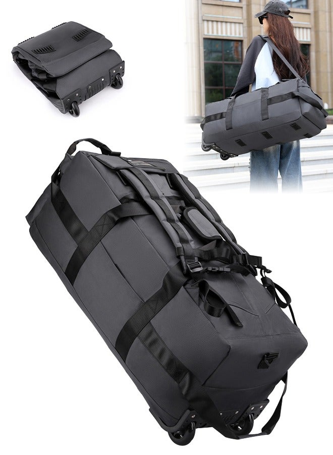 Travel Rolling Duffel Bag Expandable Foldable Bag Luggage With 2 Wheels,Rolling Luggage Bag Carry on Wheeled Suitcase,Lightweight Large Shoulder Weekender Overnight Bag for Men Women Shopping, Gym, Camping, Travel or Business Trip