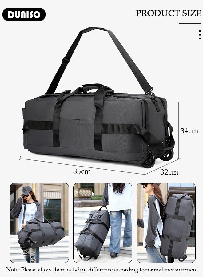 DUNISO Travel Rolling Duffel Bag Expandable Foldable Bag Luggage With 2 Wheels,Rolling Luggage Bag Carry on Wheeled Suitcase,Lightweight Large Shoulder Weekender Overnight Bag for Men Women Shopping, Gym, Camping, Travel or Business Trip - Image 2