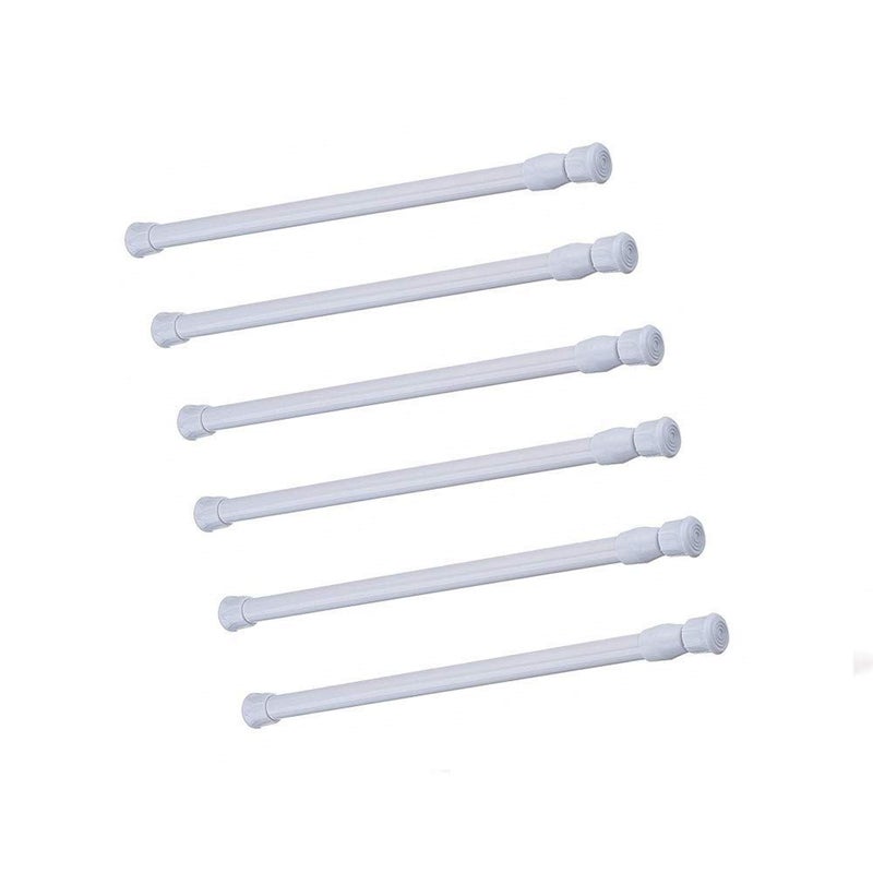 Cupboard Bars Tension Rods 6 Pack Spring Tensions Rods 98 to 157 Inches Steel Adjustable Tension Curtain Rod Shower Rod Closet Rod Window Rods White