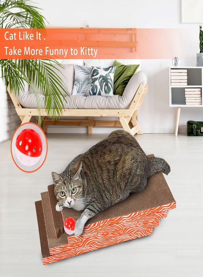 Koimsec Cat Scrather Box with 4 pcs Large Scratching Cardboard and Toy Ball, Catnip, 4 in 1 Large Refillable & Reversible Cat Scratcher Pad, Cardboard Cat Bed for Big Medium Small Lazy Kitty - Image 4