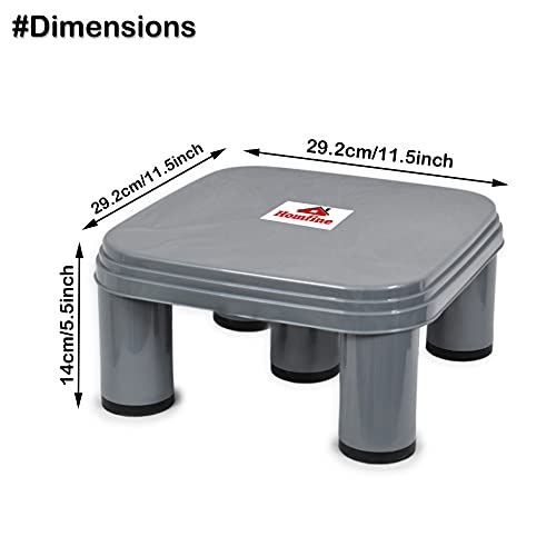 Homfine 5 Legs Strong Plastic Bath Stool Patla for Multiple Use in Bathroom, Home, Kitchen, Office (Grey, Medium, 1Pc) 29x29x14cm, Square - Image 3