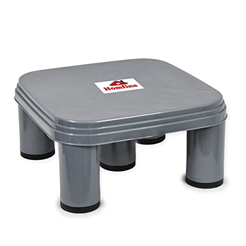 Homfine 5 Legs Strong Plastic Bath Stool Patla for Multiple Use in Bathroom, Home, Kitchen, Office (Grey, Medium, 1Pc) 29x29x14cm, Square - Image 1